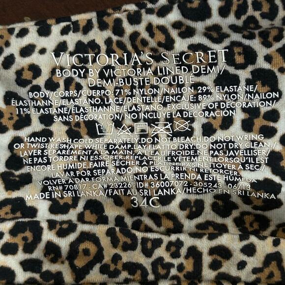 Victoria's Secret Bra 34C Animal Print Body by Victoria Double Push Up Plunge - Picture 7 of 7